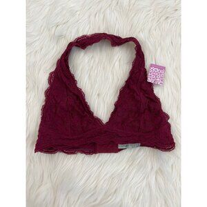 Wine Lacey Halter Bralette
